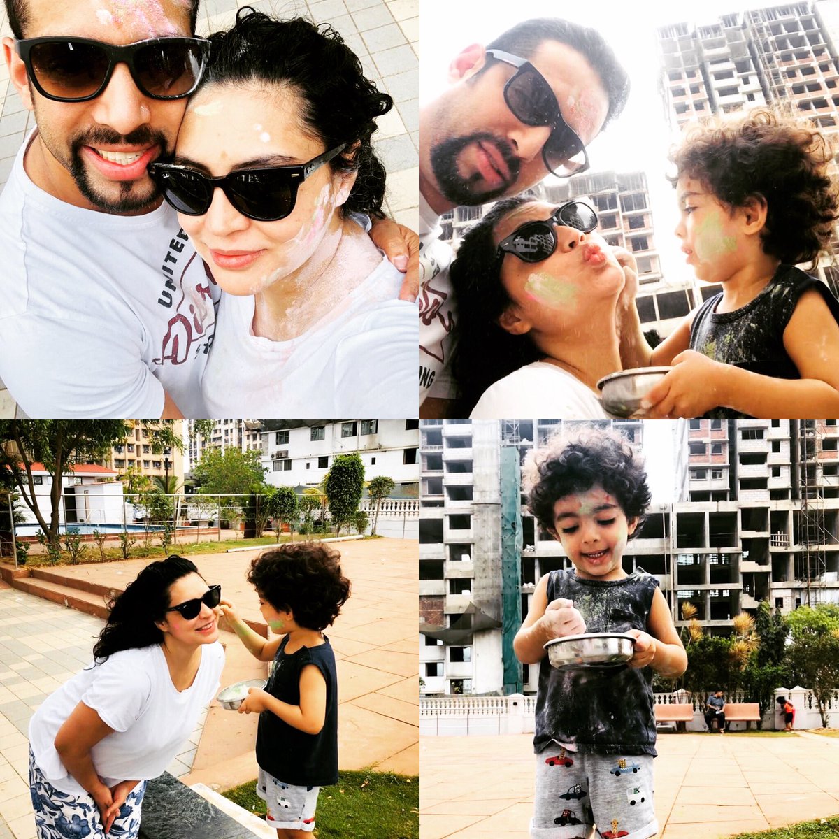 Salilacharya's tweet photo. And it  was quiet just with family and super cute coz of my baby boo #babyray #HappyHoli2020 #Holi #HoliFestival https://t.co/6dMcwj8pyr