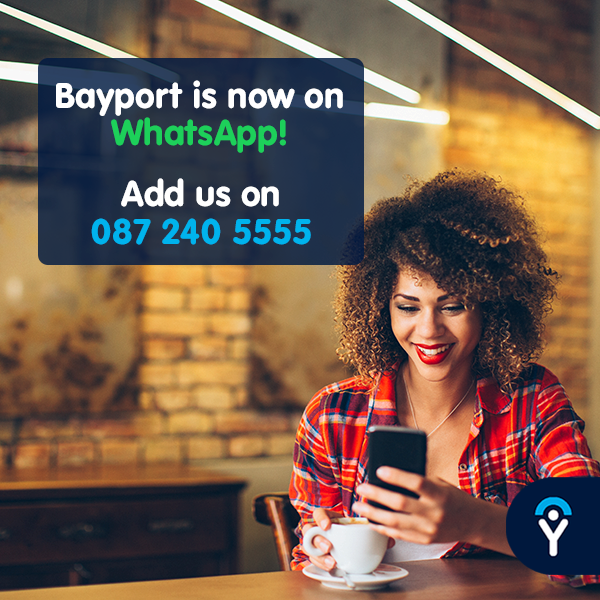 Bayport_SA's tweet photo. Bayport SA is now on WhatsApp! To chat with us, add our number 087 240 5555 to your mobile phone contacts, and select a service option from our self-service menu via WhatsApp. #HelpingYouHelpYourself https://t.co/0mlnTHbAvi