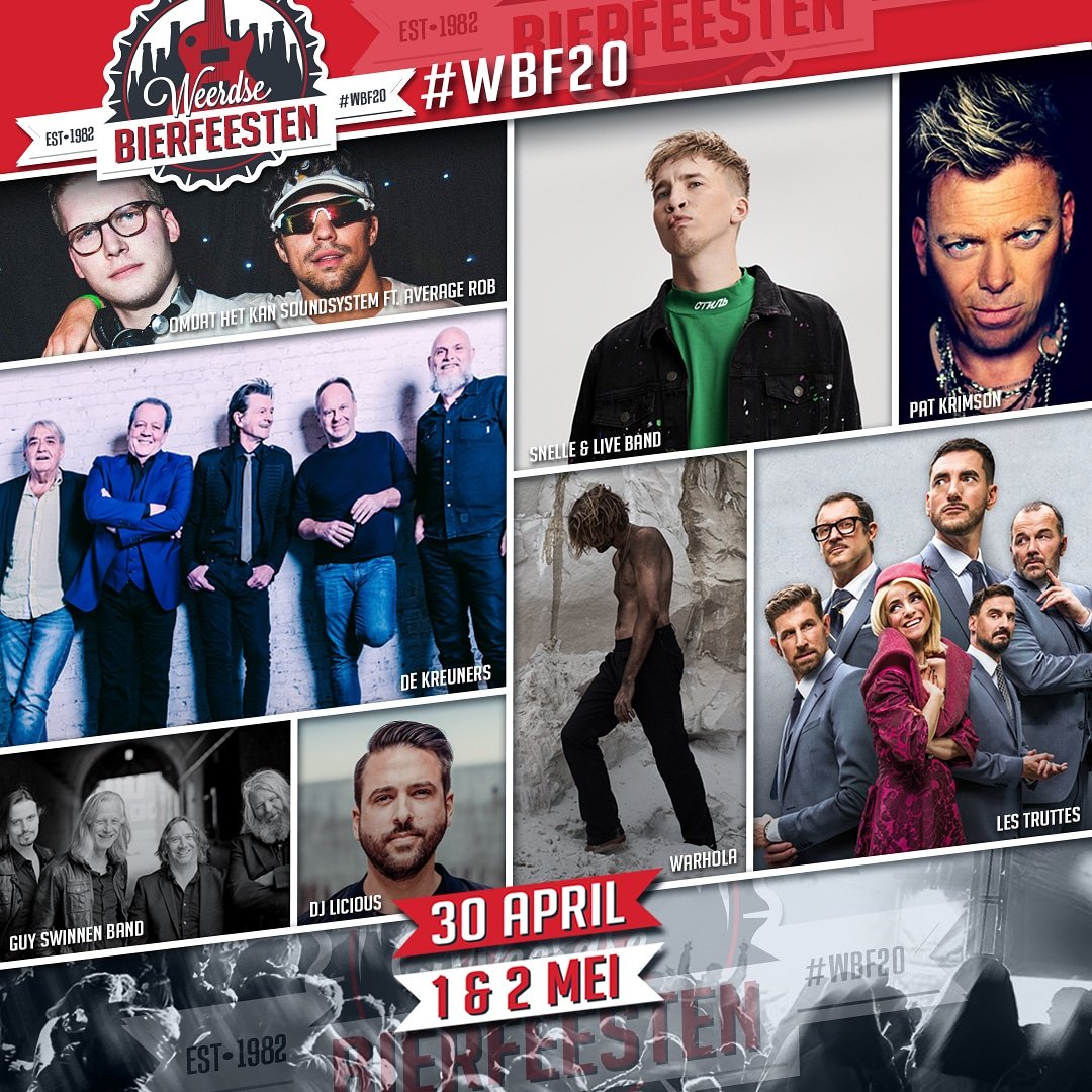 W_bierfeesten's tweet photo. 🔥 Line-up #WBF20  compleet 🔥!
@McSnelle &amp; live band // @de_kreuners // @Warholamusic // @djlicious // @LT_LESTRUTTES // Guy Swinnen + band // @ohksoundsystem feat. @AverageRob // @PatrickClaesen &amp; many more...
Tickets &amp; info:  https://t.co/n5Cm1Ms891 https://t.co/UxJy9VdVns