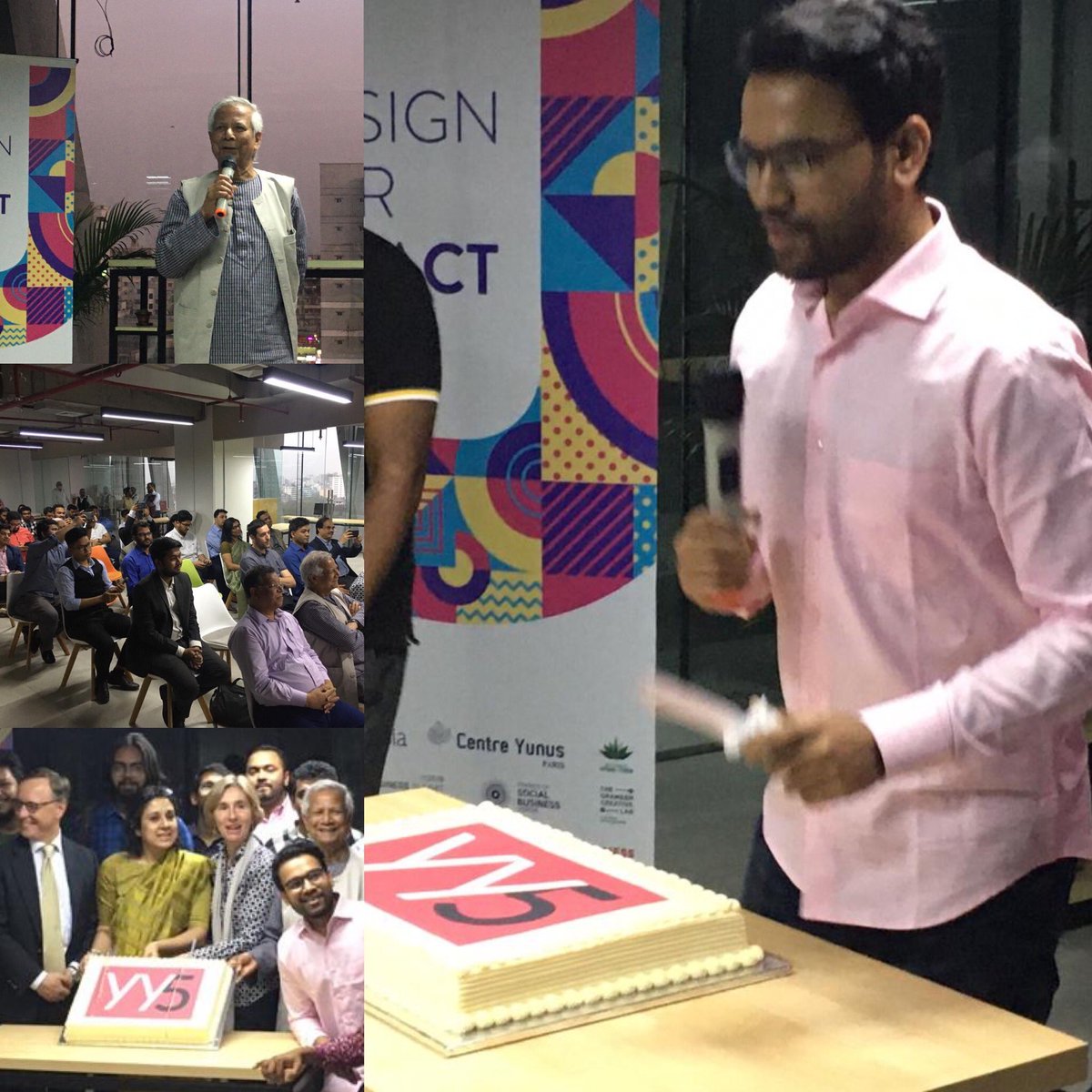 Attending  @YYGoshti 's YY@5 year‘s celebration yesterday, together with Prof Yunus. NL 🇳🇱pleased to support young male and female BD 🇧🇩entrepreneurs, who'll use this space to make their innovative, social business ideas a reality!💡<a href="/Yunus_Centre/">Muhammad Yunus</a> <a href="/OkmaAdvies/">akkie okma</a> <a href="/RVO_Int_Ond/">RVO Internationaal</a> <a href="/MinBZ/">Ministerie van Buitenlandse Zaken</a>