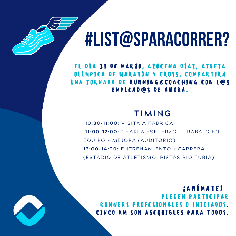 AhoraFreeware's tweet photo. El próximo 31 de Marzo, @azucenadiaz42 compartirá en Valencia una jornada Running&amp;Coaching con los empleados de #AHORA. No todos los días se tiene la suerte de correr con una atleta olímpica y compartir con ella los valores asociados al deporte. 🏅💪🔝
#AHORAconAzucenaDiaz https://t.co/klycjIOYK4