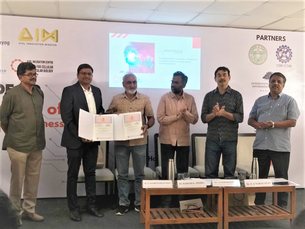 TheSmartBridge (@thesmartbridge) on Twitter photo Happy to announce that @smartbridgeiot has partnered with <a href="/AIC_CCMB/">AIC-CCMB</a>, Hyderabad to encourage young engineers to explore #lifesciences and motivate them to solve problems in #healthcare domain with emerging tech.
<a href="/rpallela/">Ramjee Pallela</a> <a href="/priyamallya/">Priya Mallya</a> <a href="/SachinKumarRS1/">Sachin Kumar R S</a> <a href="/AsiaInc500/">Asia Inc. 500</a> Happy to announce that @smartbridgeiot has partnered with <a href="/AIC_CCMB/">AIC-CCMB</a>, Hyderabad to encourage young engineers to explore #lifesciences and motivate them to solve problems in #healthcare domain with emerging tech.
<a href="/rpallela/">Ramjee Pallela</a> <a href="/priyamallya/">Priya Mallya</a> <a href="/SachinKumarRS1/">Sachin Kumar R S</a> <a href="/AsiaInc500/">Asia Inc. 500</a>