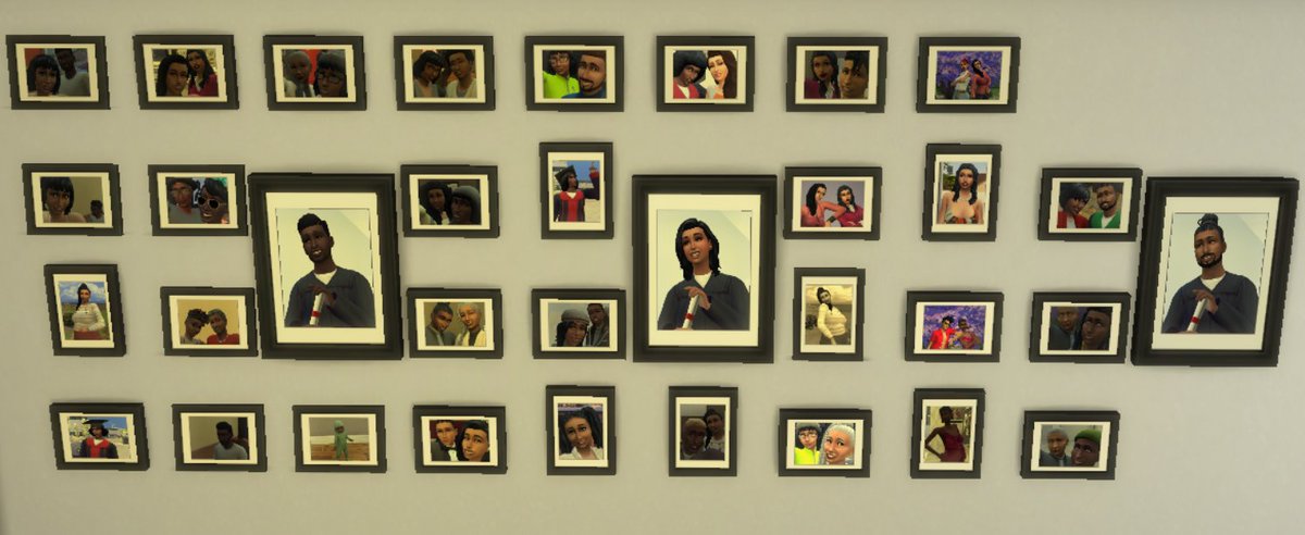 5haex5's tweet photo. This is what my 6th generation Legacy household looks like. First time I utilized photos instead of relying on the family tree for info. The Tibidoux line is THRIVING!  (far left Grad pic is the Legacy sim] #ts4 #thesims4 #legacychallenge #sims #PlayWithLife https://t.co/btU6riyvvh