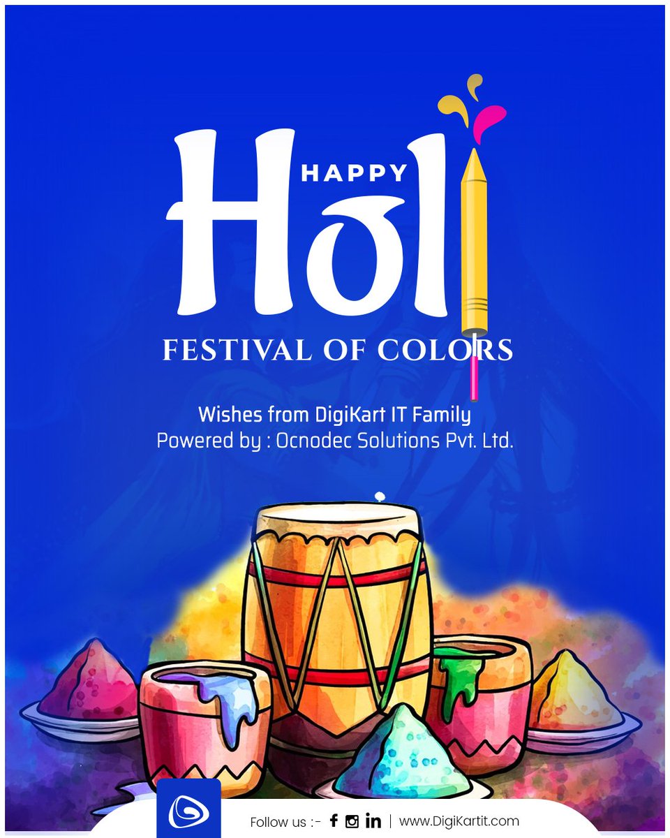 DigikartIT's tweet photo. Wishing you heartiest regards on this Holi. Enjoy the festival of Holi with lots of fun. Happy Holi 2020!
#Holi #festivalofcolors #HoliHai #MeraRangMeriHoli #Holi2020 #festival #happy https://t.co/sATyMpwKik
