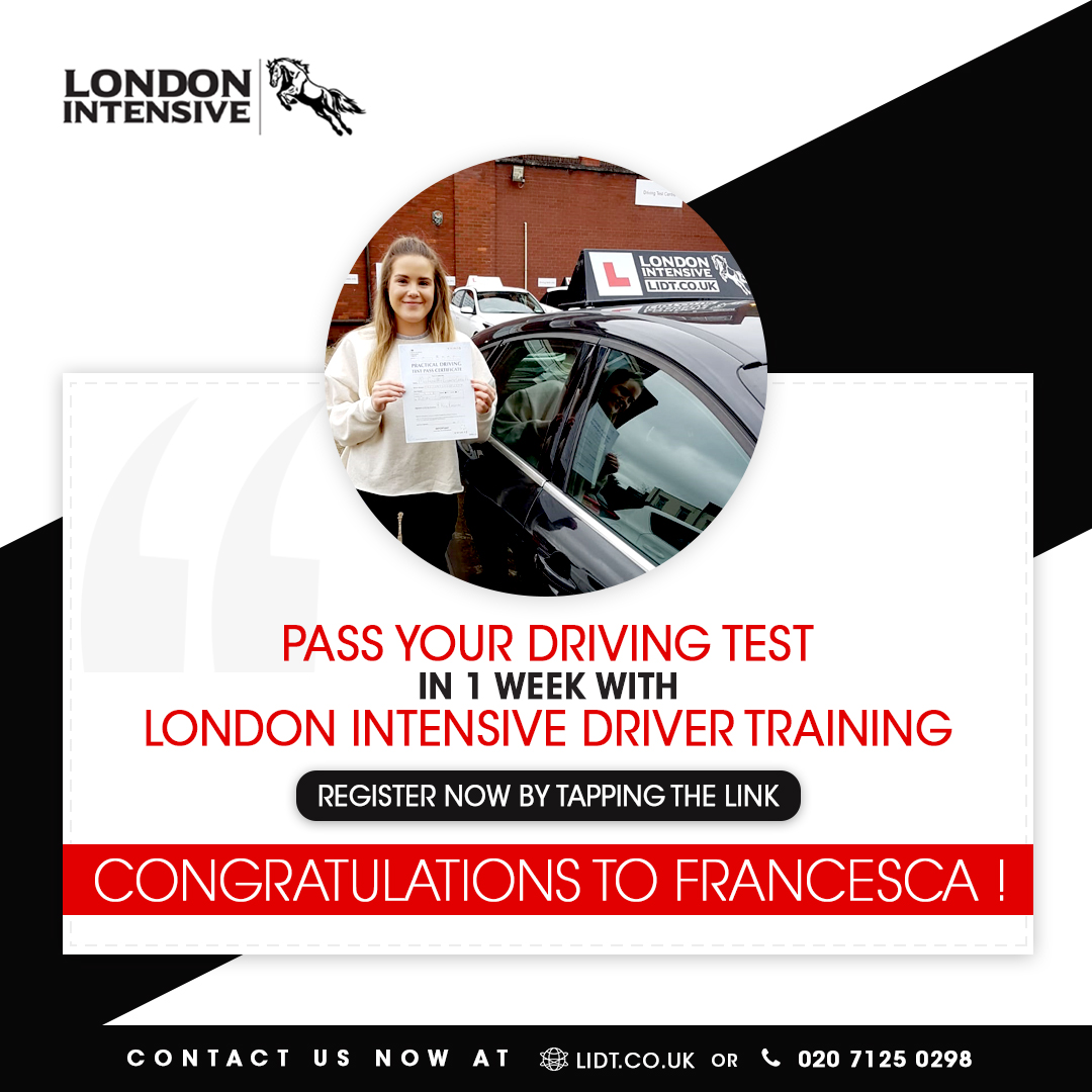 LIDT10's tweet photo. Congratulations Francesca! She Passed her driving test in 1 week.
Would you like to pass your driving test in just 1 week?
Contact us now at https://t.co/RFQEfUDk3V or
on 020 127 1598
#LIDT #IntensiveDriving #IntensiveDrivingCourse #DrivingCrashCourse https://t.co/YioRSqfsT8