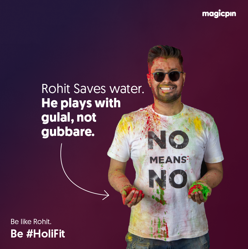 mymagicpin's tweet photo. Every drop of water matters! Rohit understands why he mustn’t use water balloons and pichkaris. Rohit is wise.
Be like Rohit. Be #HoliFit
#magicpin #HappyHoli #BeLikeRohit https://t.co/wAI3AYcG8M