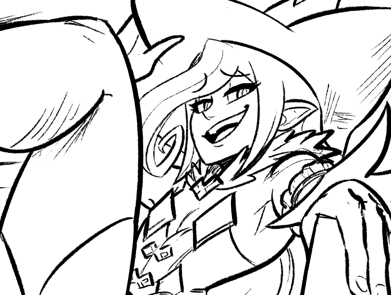 Last doodle of the night. WIP for another blockbuster since i've been having so much fun with those (a certain whimsical witch) 