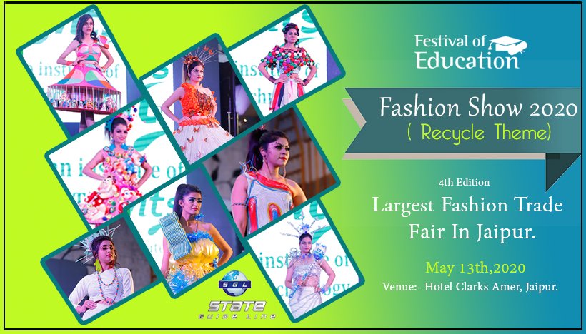 Festivalofeduc2's tweet photo. Stateguideline Presents the Biggest fashionshow on Recycle Theme..##
Participate and Win the exciting Prizes..🏆🥇🎖
#fashionshow #recycletheme #recycle #waste #best #fashionwalk #hotelclarksamer #stateguideline #reecc #festivalofeducation2020 #educationfair #educationfestival20 https://t.co/vaCU24fbEV