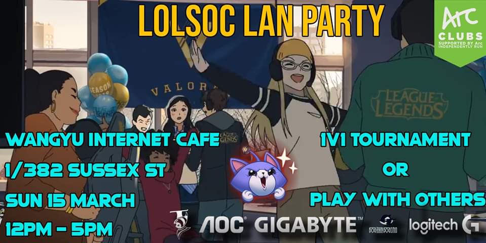 WangYuAus's tweet photo. Quickly approaching this weekend, biggest LOL uni club is coming to Wanyoo Sydney , join the fun!  Level 1, 382 Sussex St., Sydney https://t.co/yg9e6PVBot https://t.co/JH7GXOAoY6