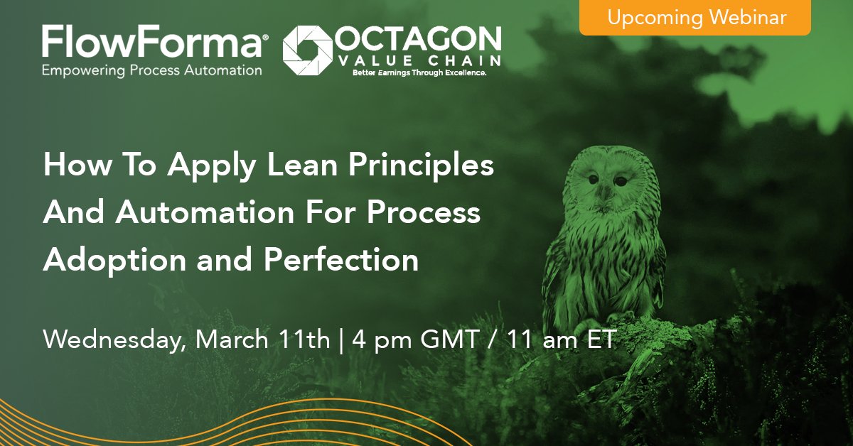 FlowForma's tweet photo. [WEBINAR ALERT]

In this upcoming webinar with Octagon Value Chain attendees will learn how to leverage #leanprinciples to help drive #operationalexcellence, and how #automatingprocesses can support #leanprinciples.

Register @ https://t.co/xeHeKcqLFP

#Webinar #ProcessExcellence https://t.co/OcYfiBUOc6
