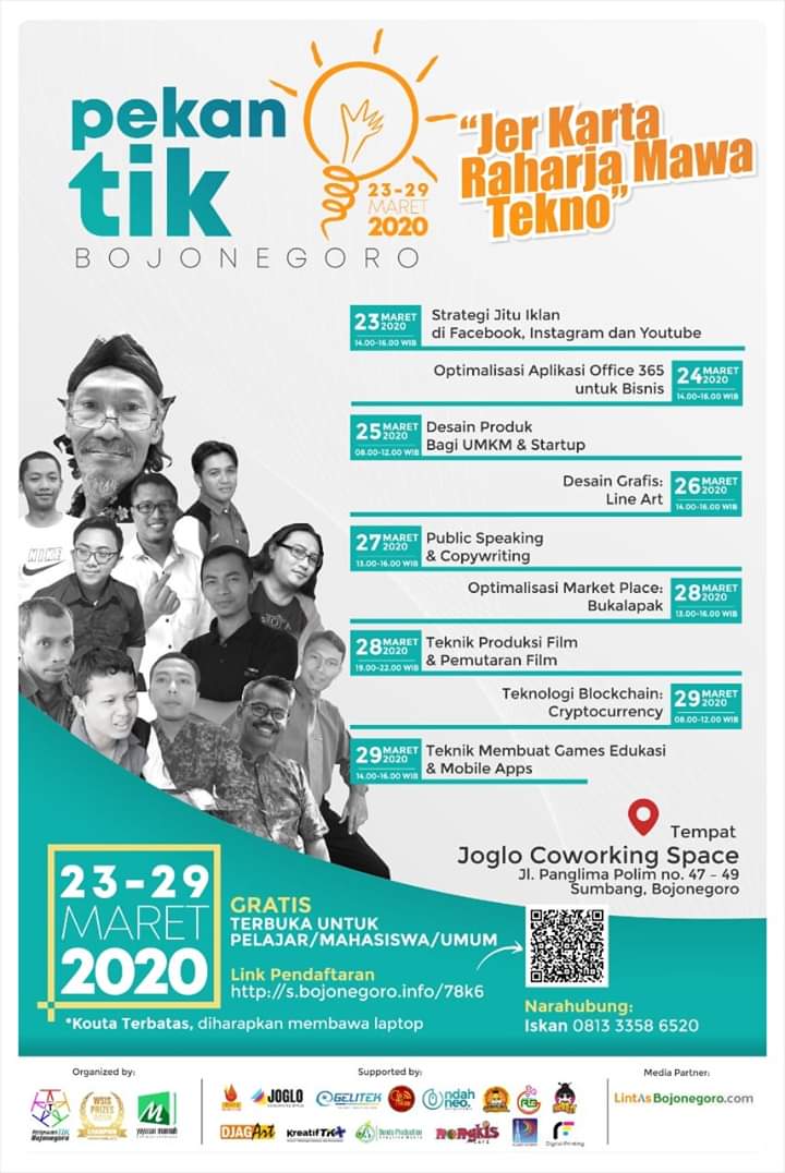 Yuk gabung di sini.. Hari ketiga ketemua saya utk materi desain grafis (sketsa line art).. Hari-hari lainnya juga gak kalah menarik ya..  Jangan kelewatan jadwalnya,  Pekan TIK <a href="/RTIKBojonegoro/">RTIK Bojonegoro</a> <a href="/RelawanTIK/">Relawan TIK Indonesia (RTIK)</a>