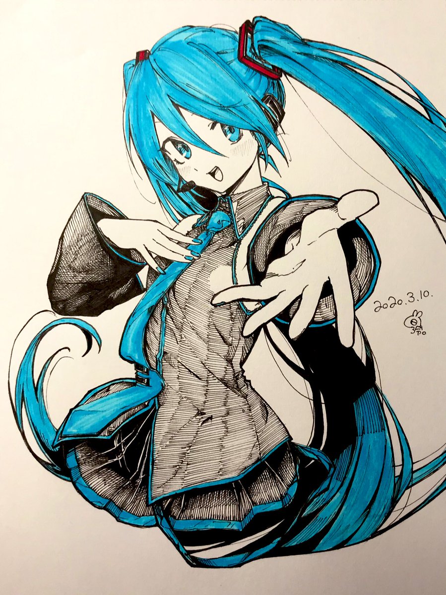 hatsune miku 1girl solo long hair necktie twintails detached sleeves skirt  illustration images
