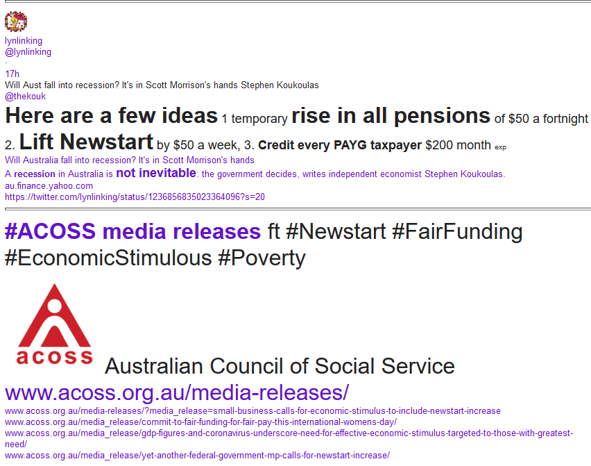 WgarNews's tweet photo. @Bonski_ @BlakandBlack @prudinx @MorpheusBeing @twtrrr @LadyPoop2 @pinkybarks @LennaLeprena @rjstrikers @ColelliCol @anne_clothier @JennyPineapple2 @3wombats @WhteRbbnAdvocat @janettj777 @lynlinking @paulinehollywoo @Absurd_Penguin @RobRobbEdwards @Triplejay58 @independentaus @GerryGeorgatos @billshortenmp @notowelfarecard @rationalbitch @Kosmic_Quokka @SaveOurForests_ @mormorlady @RightsLGBTI @Peter_Fitz @virgotweet @myknittingwool @FaiMujer @deniseshrivell @BakchosGlass @Penny_MadamLash @Michz45 @AusUnemployment #AustralianCouncilOfSocialService @ACOSS #ACOSS #MediaReleases ft #RaiseTheRate #FairFunding #EconomicStimulous https://t.co/OFmjRYRENu #AltMedia #AboriginalTalk ft #EconomicApartheid #RaceWarfareCard #RiseInAllPensions #LiftNewstart #AboriginalPoverty https://t.co/3c9mQHB9ML https://t.co/OgCNkJY5vY