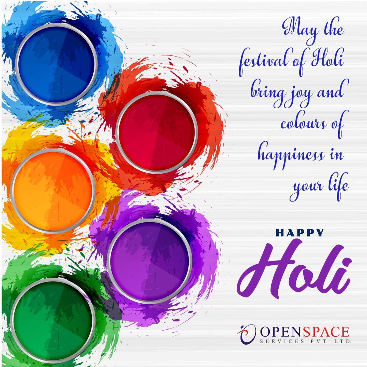 openspace_s's tweet photo. Live your life with hues of happiness just like the colours of #holi
Enjoy the spirit and good vibes that comes along with it! 

Team #OSS wishes everyone a happy and colourful Holi! 

#oss #festivities #happyholi #softwaresolutions #informationtechnology https://t.co/ovsU6X3VWT