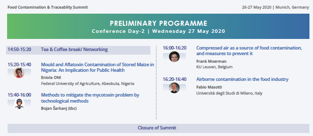 foodprogroups's tweet photo. Check out the preliminary programme on the Day 2, 27th May,020 in Munich. 
We have a stellar line-up of speakers. 

To join, register now on https://t.co/8VV6mQIYno

#Foodsafety #Contamination #foodfraud #traceability #foodsafetymatters #FCTS2020 https://t.co/RcO59fvRgS