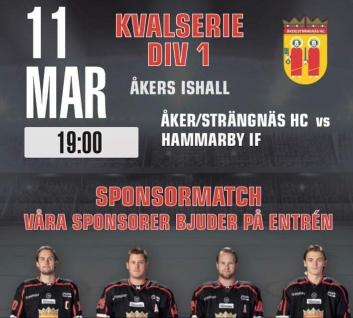 akerstrangnashc's tweet photo. Imorgon - årets häftigaste match?! Fri entré när klassiska Hammarby gästar Åkers ishall i kvalserien. Juniorerna grillar hamburgare, kiosken är öppen, 50/50-lotter! Nu fyller vi hallen! #åshhif #twittpuck 
https://t.co/UpJbhwLckD https://t.co/v6PzPdxyDt