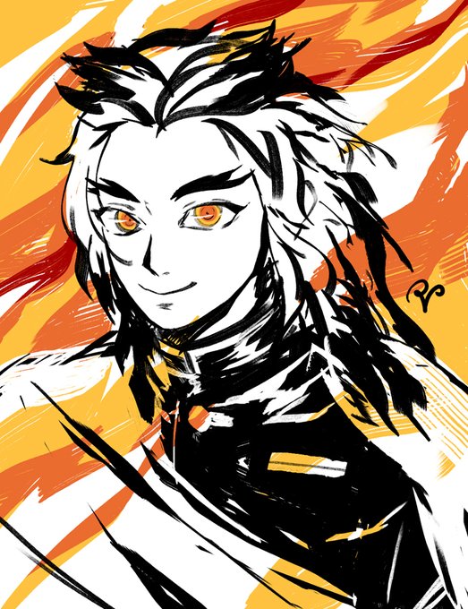PPCATさんがTwitterに投稿した煉獄杏寿郎(鬼滅の刃)のイラスト。