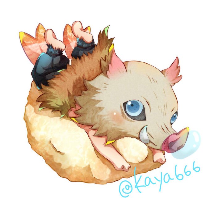 火弥さんがTwitterに投稿した嘴平伊之助(鬼滅の刃)のイラスト。