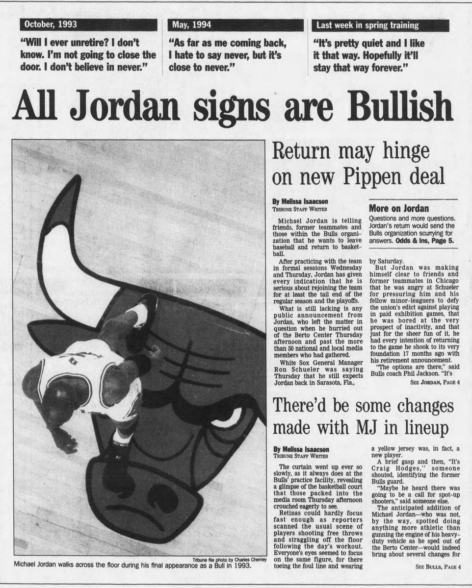 March 10, 1995:Michael Jordan officially retires from baseball, hoops return seems imminentZach LaVine bornBig day for Bulls basketball! https://readjack.substack.com 