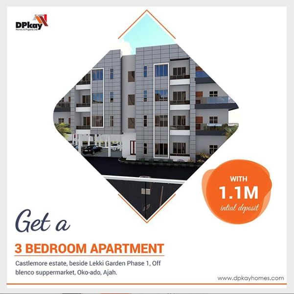 dpkayhomes's tweet photo. Castlemore Estate, strategically located beside Lekki Gardens, off blenco supermarket, oko-ado, Ajah.

With N1.1M reserve yourself this explicit 3-bedroom apartment
Visit our website @ https://t.co/oa4uqqYA1s or call 09030009782 / 0903110082.
#realestate https://t.co/QEiPX2DE7a