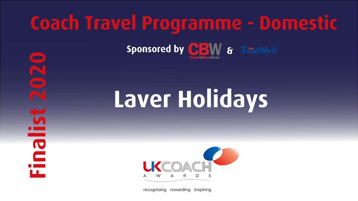 Shortlisted for the Domestic Travel Programme Award sponsored by <a href="/CBWtweets/">Coach & Bus Week</a> &amp; <a href="/GTWMagazine/">Group Travel World</a> are...

Laver Holidays, <a href="/SkillsHolidays/">Skills Holidays</a>

CONGRATULATIONS!

#UKCA20 #CoachWinners