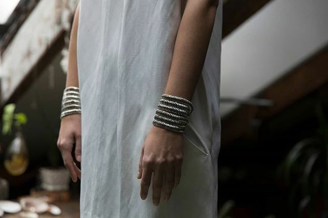 You'll definitely "Wanna Be Startin' Something" in these bracelets paired with the Zero dress from Maria Cornejo 😎 bit.ly/3aJ518Q