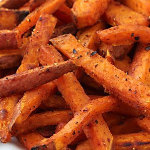 Sweet potato chips. A brilliant healthy side dish healthyadvice.co.uk/recipes #sweetpotato #HealthyLiving #HealthyFood #healthyhabits