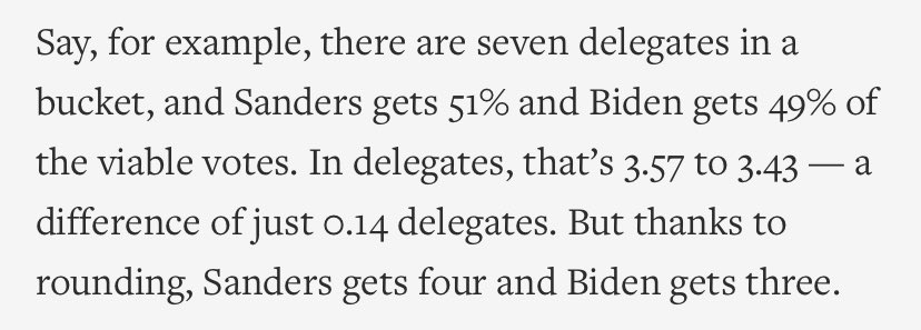 lauraolson's tweet image. This ⁦@AP⁩ story explains what happens if two candidates split the vote in a district with an odd number of delegates (since candidates can’t get a fraction of a delegate).

Helpful to remember for #PA07, which will give out 7 delegates after the Apr 28 Democratic primary.