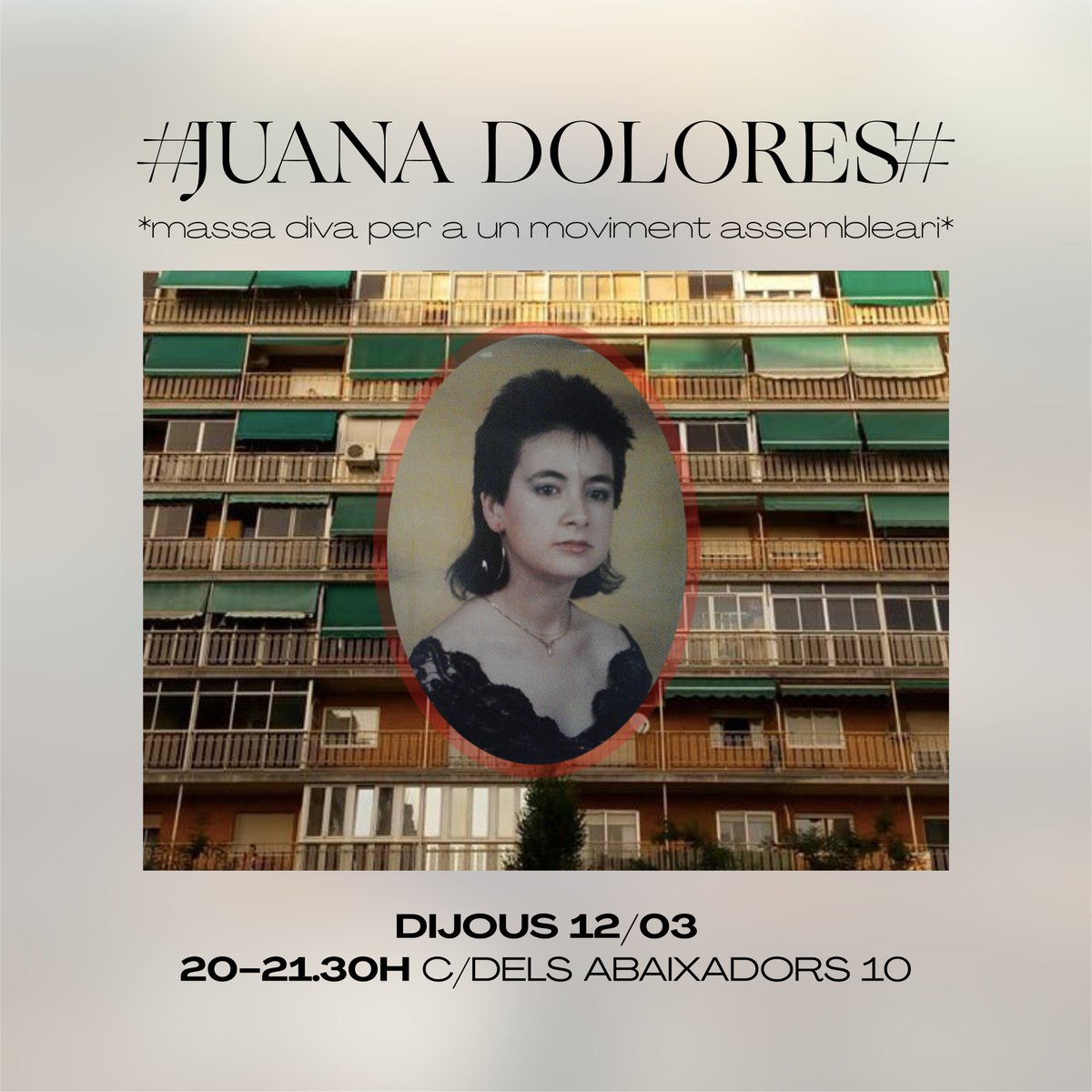 Abaixadors10 (@abaixadors10) on Twitter photo ¡SOLD OUT para <a href="/juanadolorex/">Juana Dolores</a>! Un homenaje a todas las desubicadas, a las desencajadas. La deslocalización como campo de batalla y territorio artístico.
🔥🔥Nos vemos el jueves🔥🔥 ¡SOLD OUT para <a href="/juanadolorex/">Juana Dolores</a>! Un homenaje a todas las desubicadas, a las desencajadas. La deslocalización como campo de batalla y territorio artístico.
🔥🔥Nos vemos el jueves🔥🔥