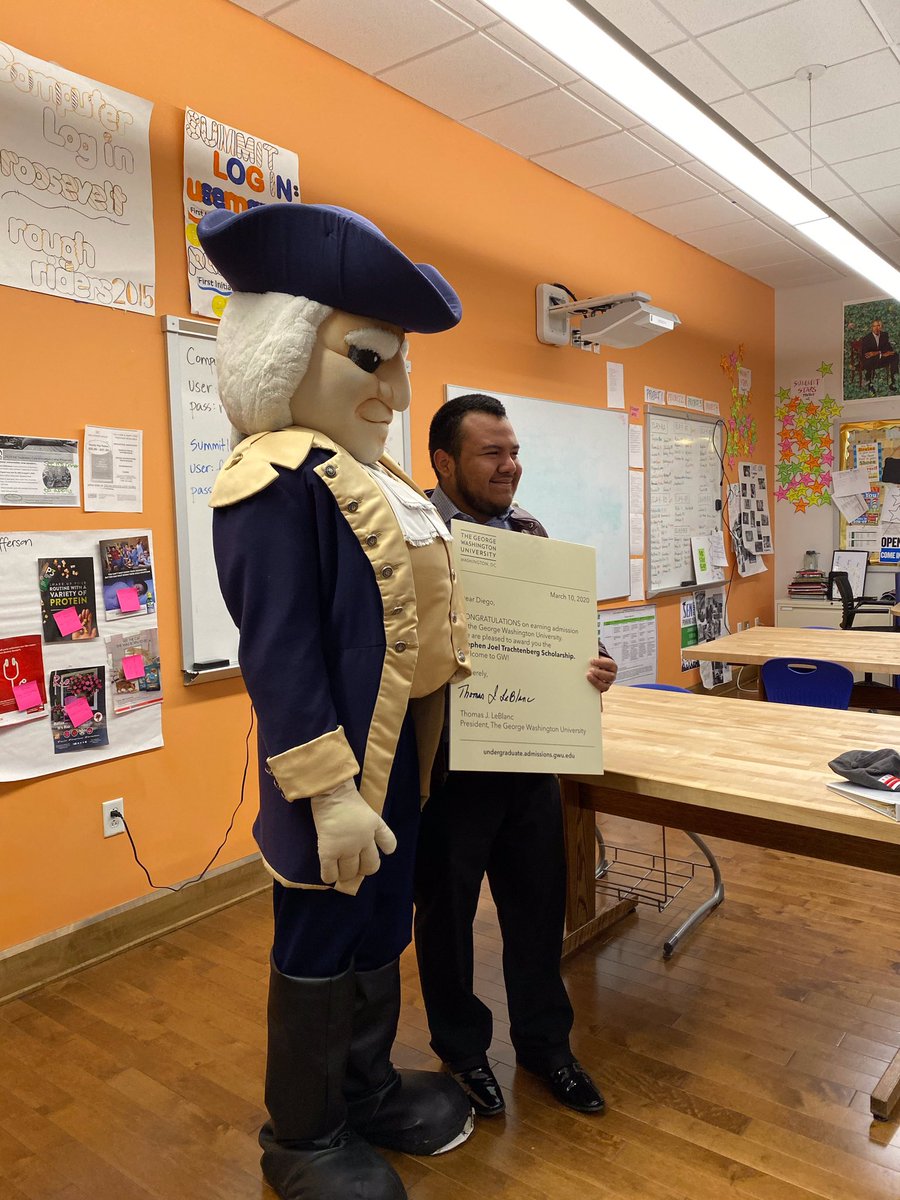 GPSTAYDC's tweet photo. Congratulations Diego!!! Our very own #RSTAY #Scholar was just awarded the Trachtenberg Scholarship to attend The George Washington University!!! We are so proud of you! #GW @DCCollegeCareer @JerryJellig1 @DCPSChancellor #TrachtenbergScholarship #STAYREADY #ALLHANDSONDECK https://t.co/SqKhPvMf8D