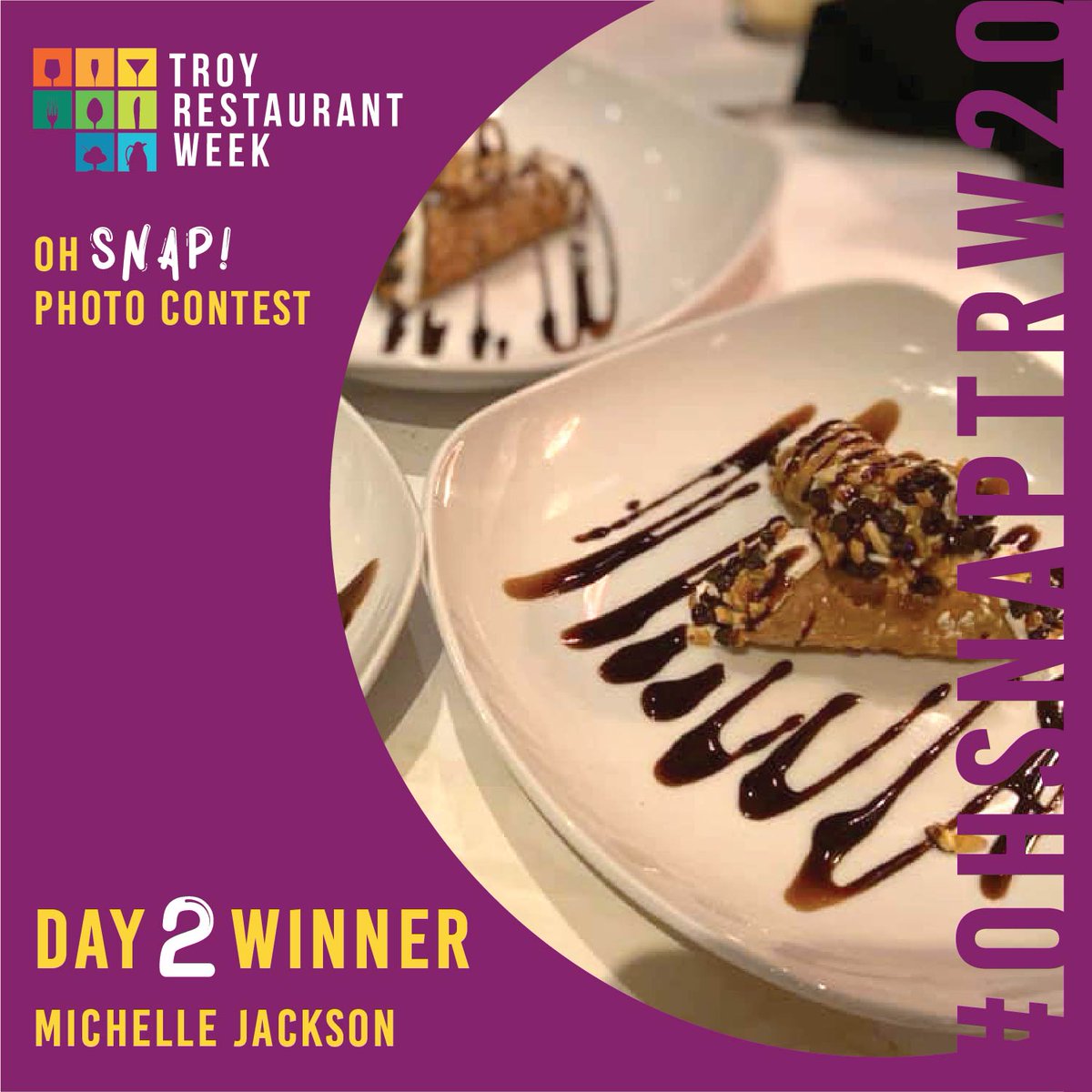 troyrestweek's tweet photo. Congratulations Michelle Jackson you are the Day 2 winner of the #OhSnapTRW20 Photo Contest! Shout out to
@GCFB_Troy for supplying a $50 gift card for the Oh Snap Photo Contest! https://t.co/TLGvPkPNJP