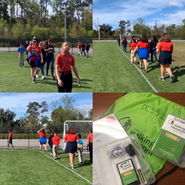 DCSSouthside's tweet photo. 5th graders loved their @walkingclassrm brain break Friday! They walked while listening to pre-loaded academic content. "That walk felt so amazing" "That was so fun!" "Can we do this a lot more?" "That was actually fun!" #fitness #brainbreak #DCSSBestYearYet @CSUSAhq https://t.co/bZpstq82c1