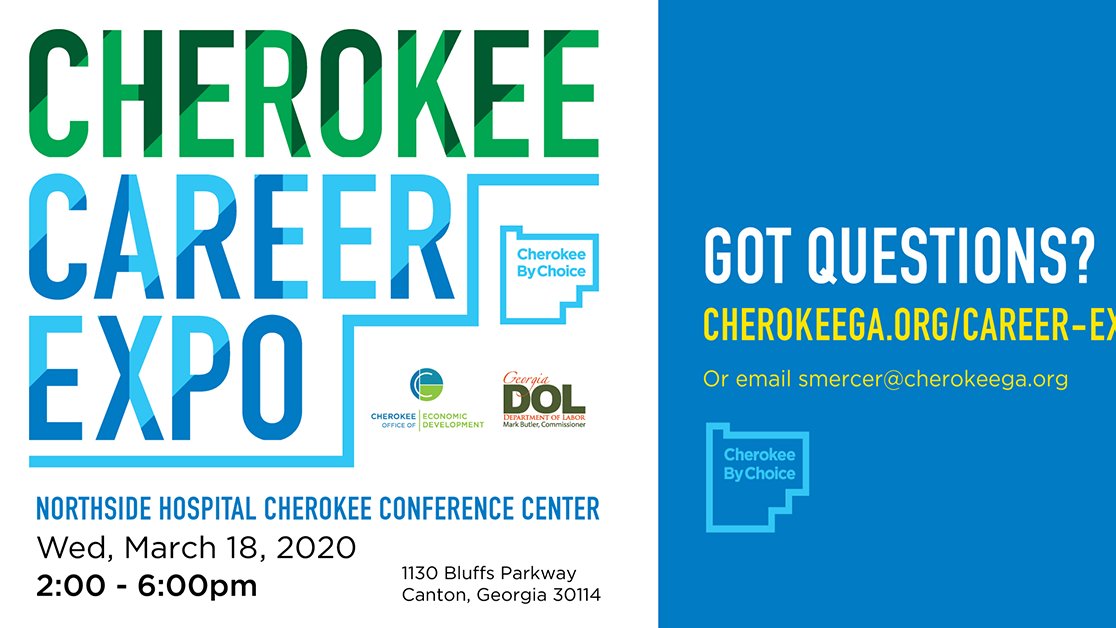 Ready to ditch the commute? Head over to the Cherokee Career Expo at the Northside Cherokee Conference Center on March 18th to find a job close to home. View positions: cherokeega.org/career-expo/.

#cherokeebychoice #forgetthecommute