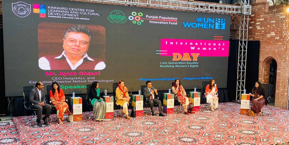 unwomen_pak's tweet photo. To mark #IWD2020 , panelists at a discussion hosted by @unwomen_pak, Punjab Population Innovation Fund & #KCLCD at #Kinnaird College #Lahore stressed the need for enabling spaces for women’s economic inclusion to advance #GenderEquality & meet #SDGs. #GenerationEquality https://t.co/D92jV6hrNg