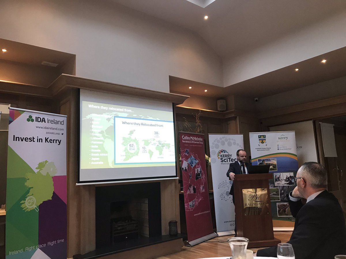IDASouthWest's tweet photo. Rory Walsh from @cmcnjobs launching the #KerryRelocationSurvey. โ83% moved into a similar or more senior roleโ #InvestInKerry #WhyKerry https://t.co/KSwe7ohKkN