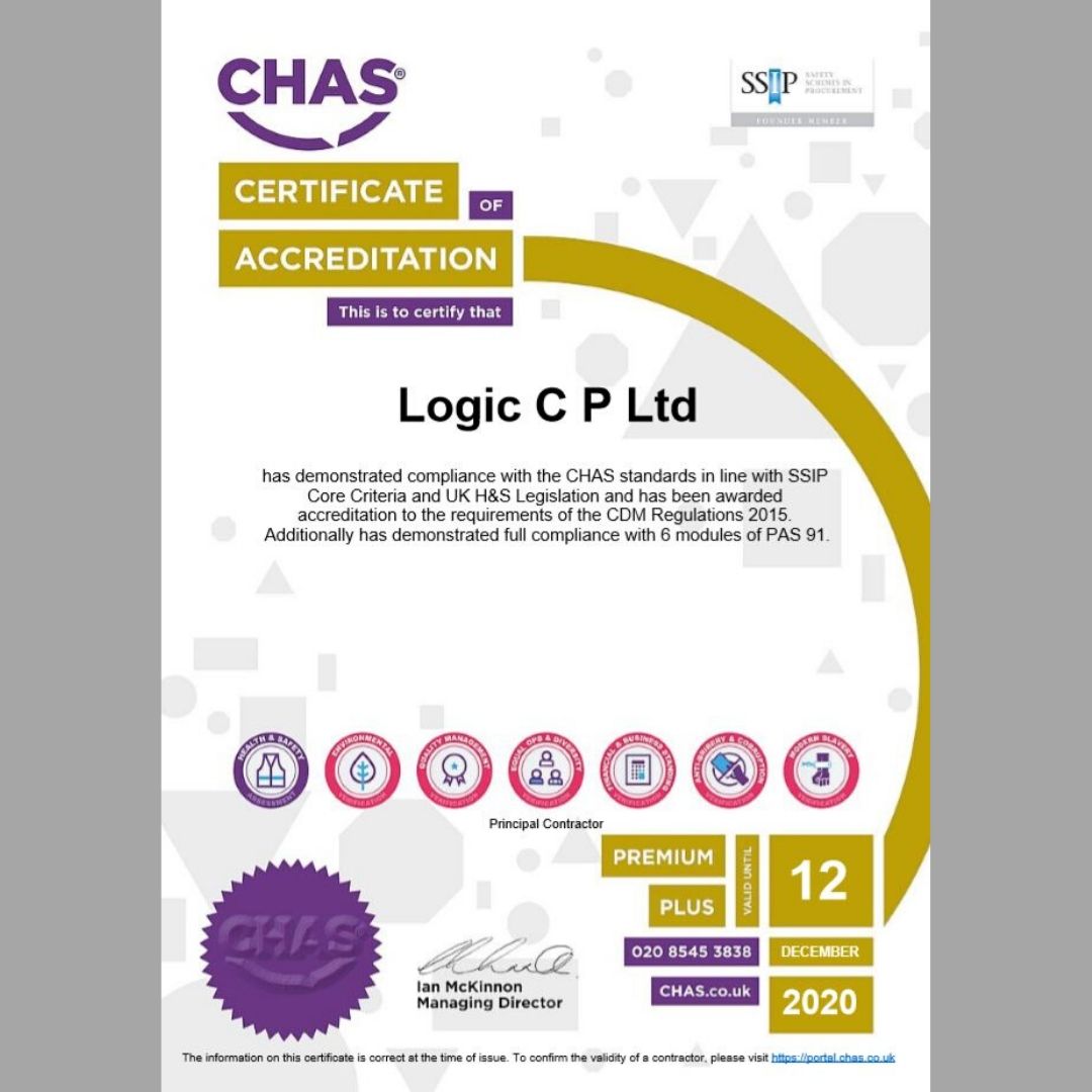 Logic_CP's tweet image. We&apos;re proud to announce that we&apos;ve achieved @CHAS2013Ltd Premium Plus Accreditation!

#safetyfirst #construction