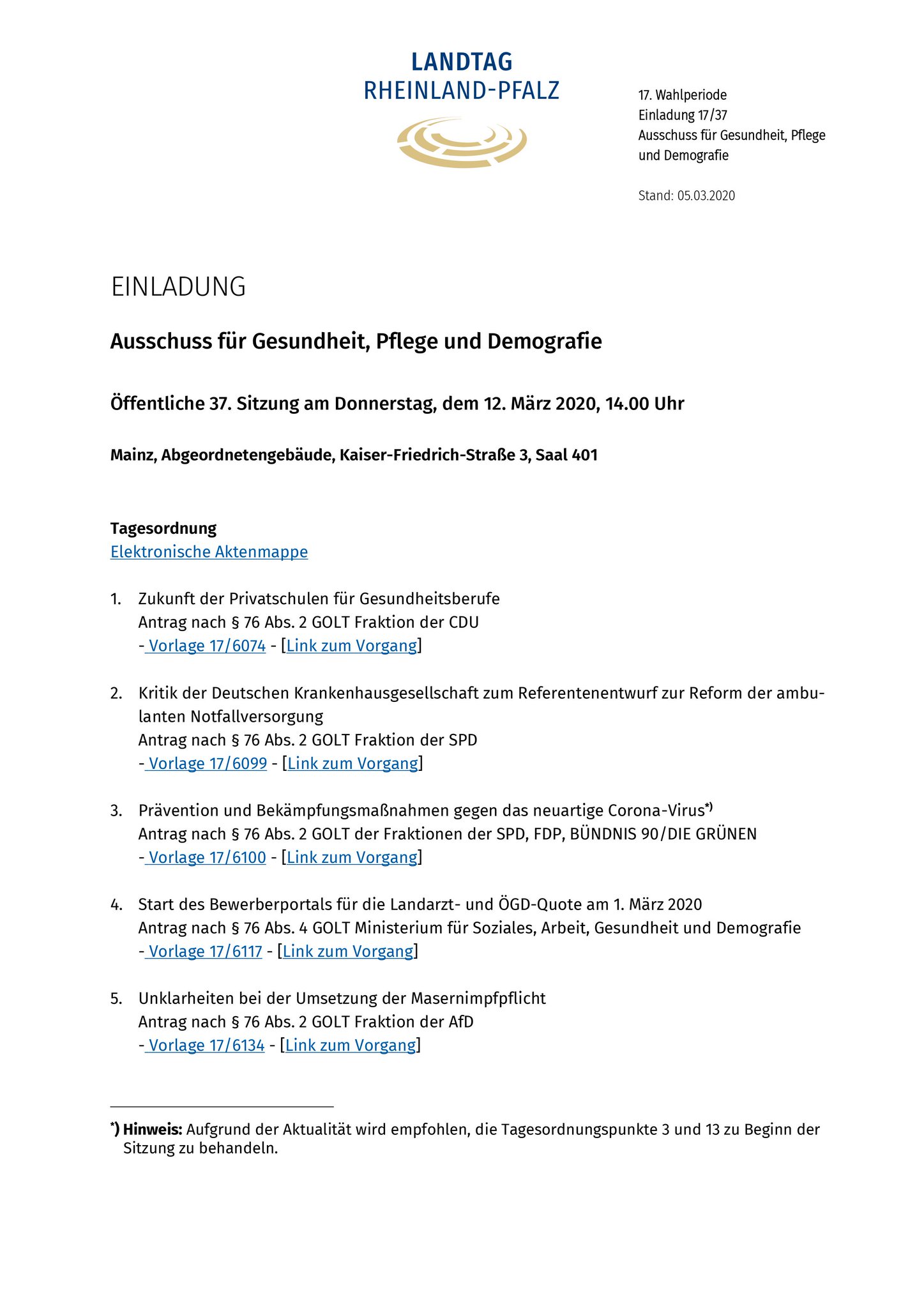 Vdp Hessen Rlp Sl Top1 Gesundheitsausschuss Rlp Zukunft Der Privatschulen Fur Gesundheitsberufe Do 12 03 Ab 14 00 Uhr Die Sitzung Ist Offentlich T Co Magplh1lln