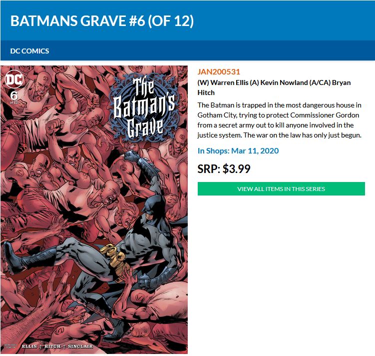 The Batman is trapped in the most dangerous house in Gotham City, trying to protect Commissioner Gordon from a secret army out to kill anyone involved in the justice system. The war on the law has only just begun <a href="/warrenellis/">Wᴀʀʀᴇɴ Eʟʟɪs</a> #KevinNowland @THEBRYANHITCH