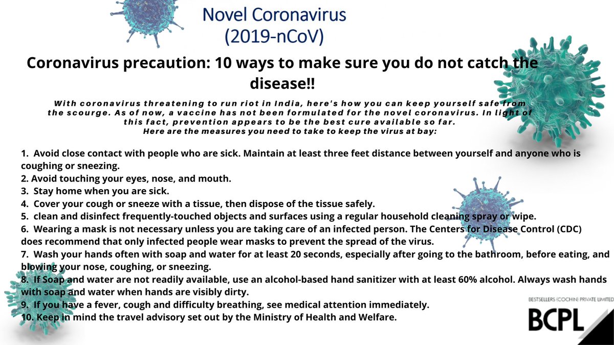 Corona virus precaution: 10 ways to make sure you do not catch the disease!! 
#Coronavirus   #COVID-19