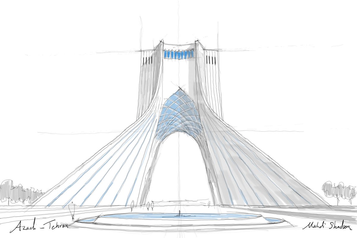 ShadkarArchi's tweet photo. Tour Azadi [Liberté]
(la tour Shāyād ou mémorial des rois est l'un des symboles de la ville de Téhéran.)
Dessiné par Mahdi Shadkar, 2020
#Téhéran #architecture #esquisse
#shadkar #mahdi_shadkar https://t.co/DQBVf1ZnKu