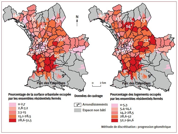 Au cours des dernières décennies, les #résidences fermées se sont multipliées à #Marseille. Peu réglementées, les #clôtures transforment le modèle urbain, en privatisant l’espace. Cette dynamique a un fort impact sur la structuration des quartiers. #fragmentationurbaineP3 (PR)