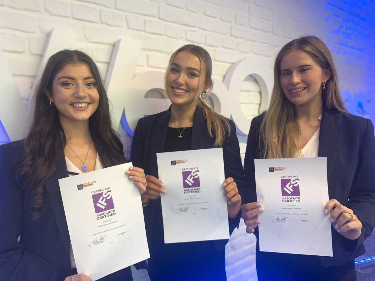 WQSocialM's tweet photo. WebQuarters are proud to announce Charlotte Powell, Taylor O’Neill, Tierney Gilson and Megan Higgins (not pictured), working in WebQuarters UK office, have successfully achieved their IFS Applications 10 Essentials Certifications.

#iwd2020 #WomenAtWork #ifsapplications https://t.co/wV8NPYg9lw