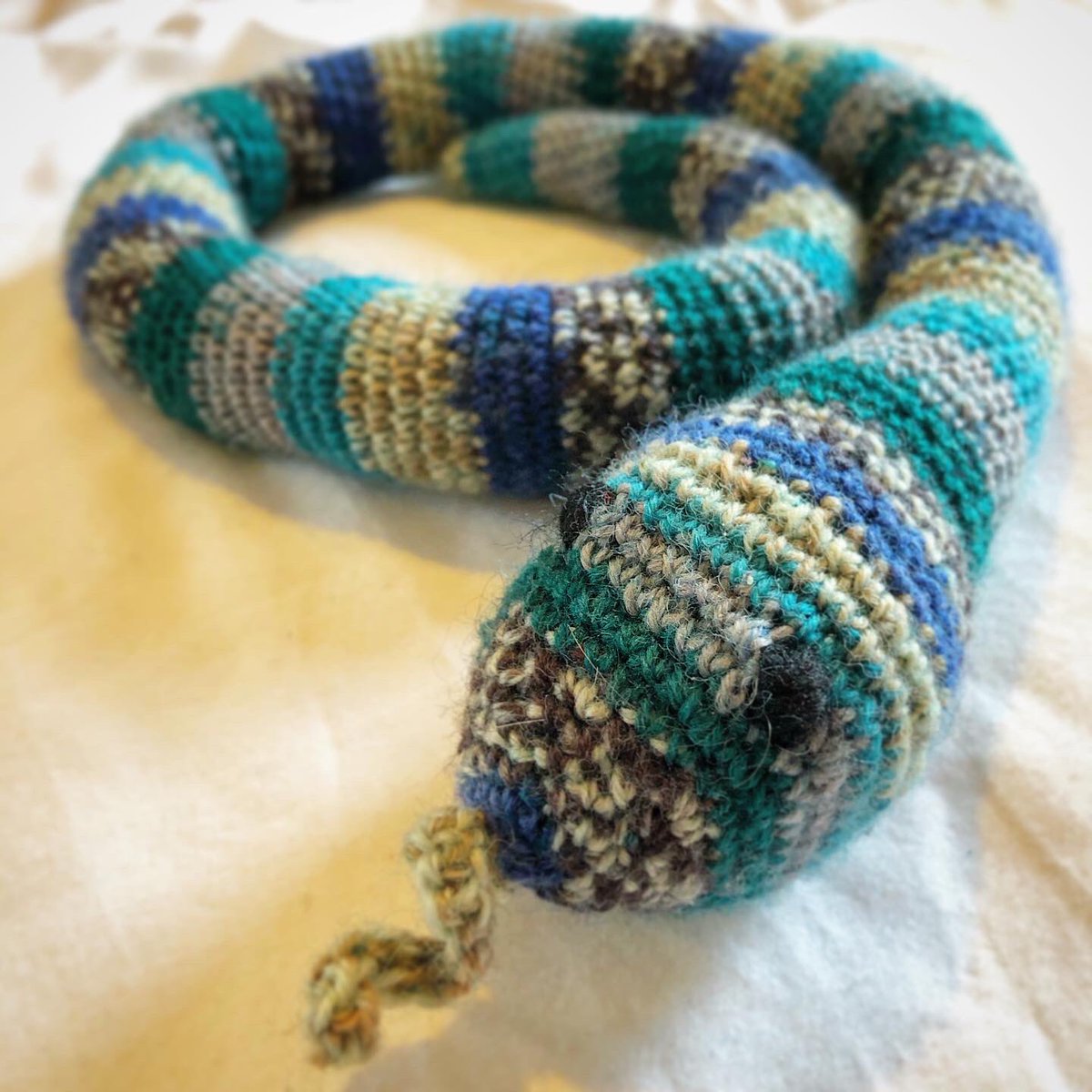 TreacleKnits's tweet photo. Crochet snake for my littlen ☺️🐍 https://t.co/WzGNLO8Deo