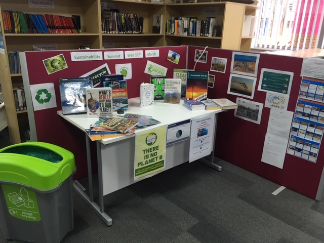 WLCollLibrary's tweet image. Sustainability Summit Tomorrow at the College. Check out our display for further information including online resources and videos. All books on display available to borrow.