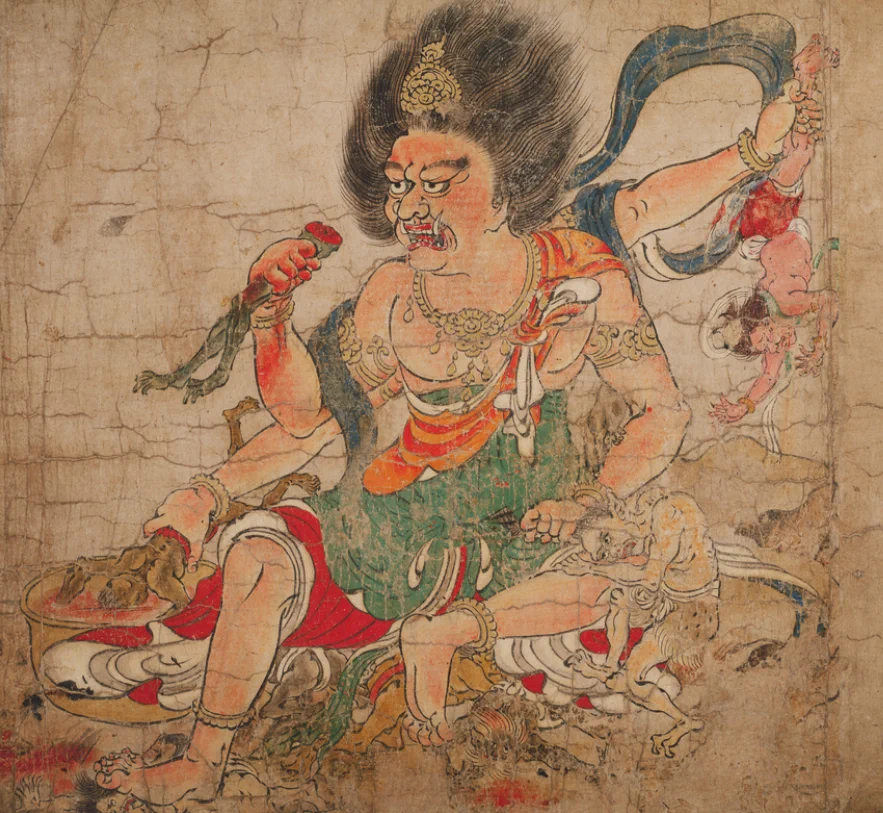 「祇園神曼荼羅」牛頭天王図 江戸時代後期 合羽刷り木版画1枚｜仏教美術 神仏習合 ミサンザイ 『天皇を旅する』『とにかく楽しい江戸の本』 on X: 