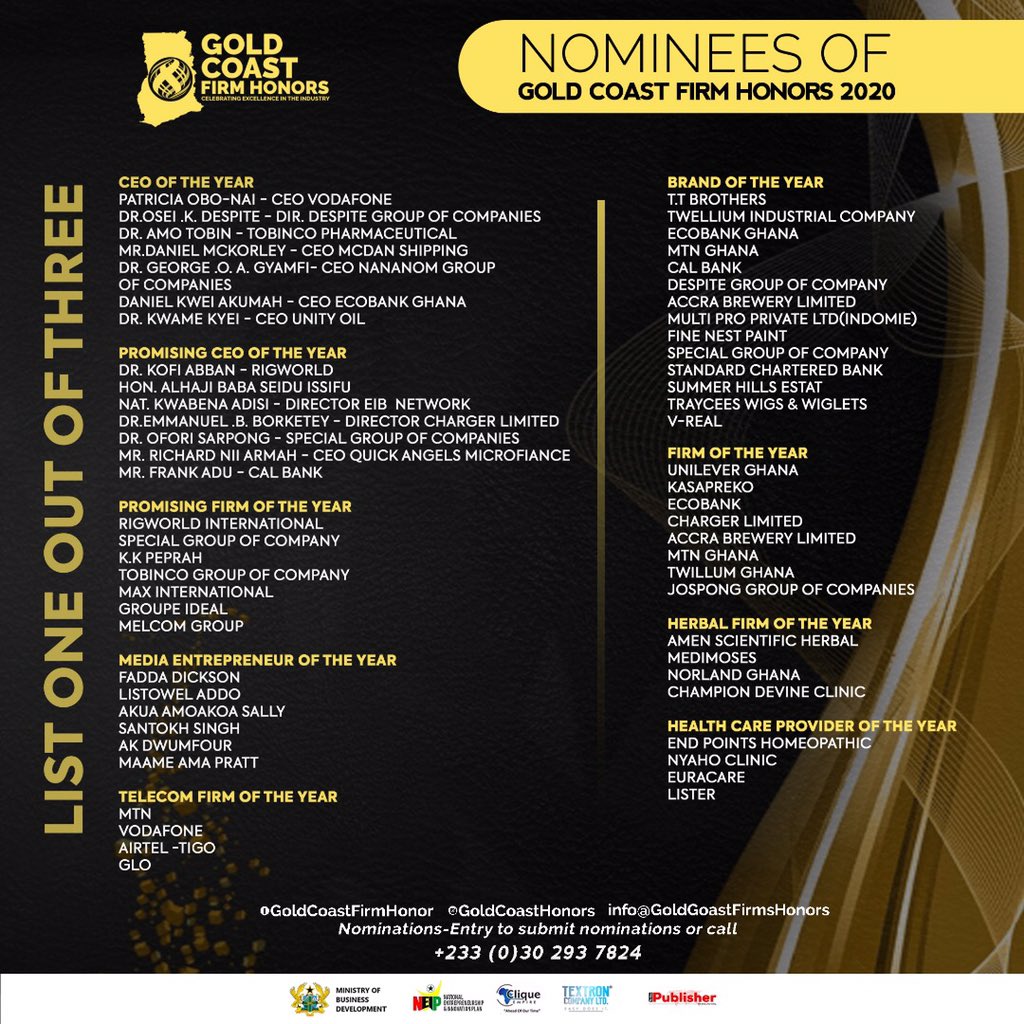 BrownghJay's tweet photo. Please kindly visit our site for more productive updates! Thank you! Our official nominees selected for GCFHonors 2020 Maiden Edition! Nominations were based on their Solidified Key Indicators! #Awarding Excellence #GCFH2020 Note: Please kindly #Share/Like/ Comment https://t.co/cvgjkDDQxW