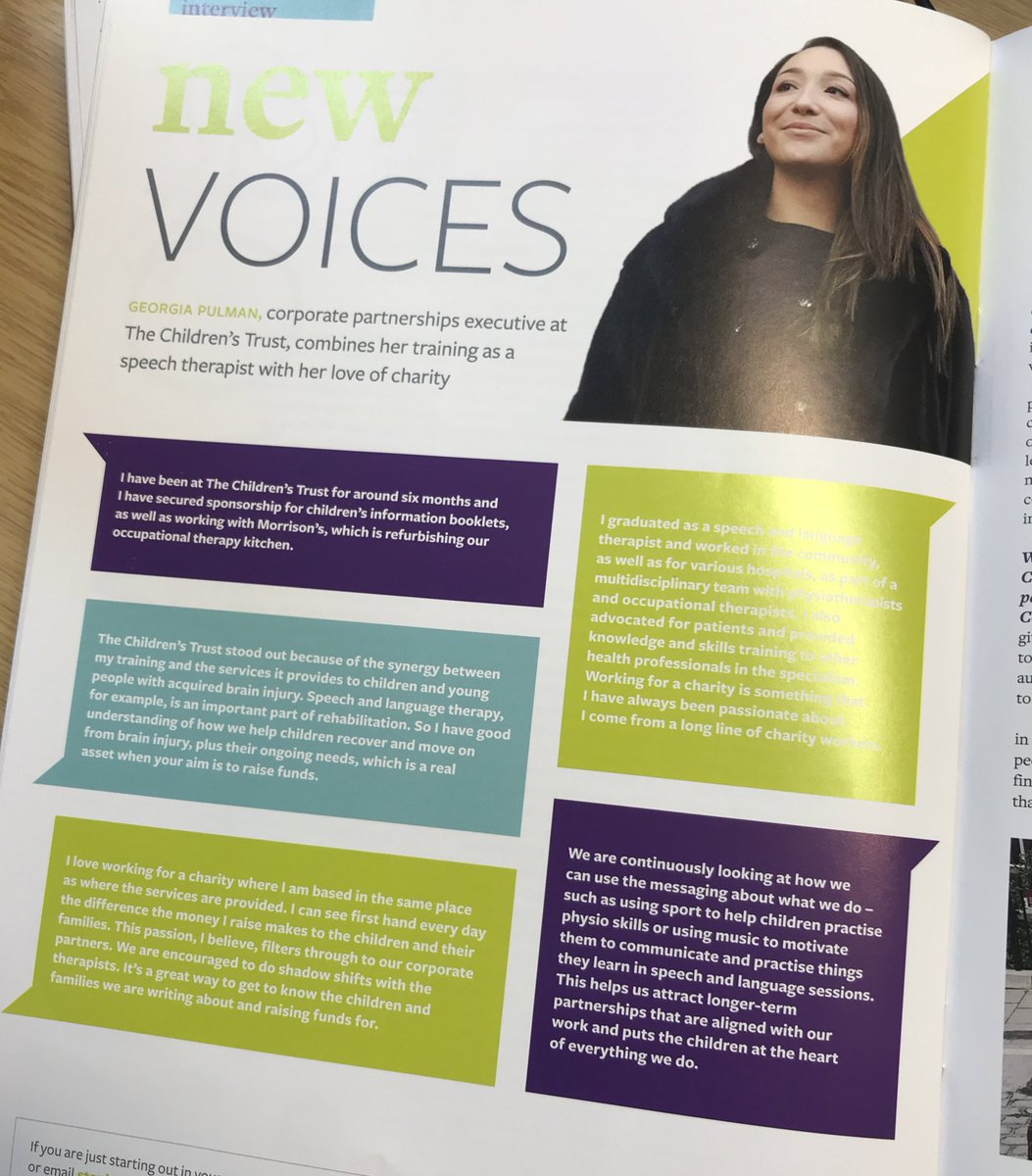 Ruth_TCT_FR's tweet photo. So proud of my amazing colleague Georgia for her feature in the ‘new voices’ section of the Fundraising Magazine! She talks about how being a speech and language therapist has powered her fundraising 💜 what an inspiration she is! #proudfundraiser https://t.co/D0Qy60qxEt