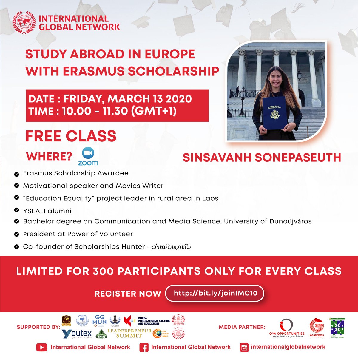 IDGlobalNetwork's tweet photo. Hi, This time we'll talk a lot about study abroad in Europe with Erasmus scholarship!
.
Don't miss the chance!
.
REGISTER at https://t.co/Yve6GPG8RW
.
See you on Friday!
.
#fullyfunded #internationalevent #scholarship #Europe #erasmus #mentorclass #webinar https://t.co/DLk44RhXRf