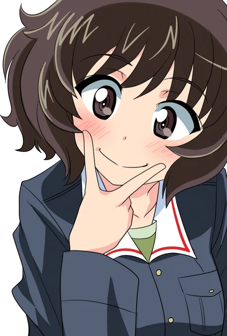 小顔ポーズを取る秋山殿 