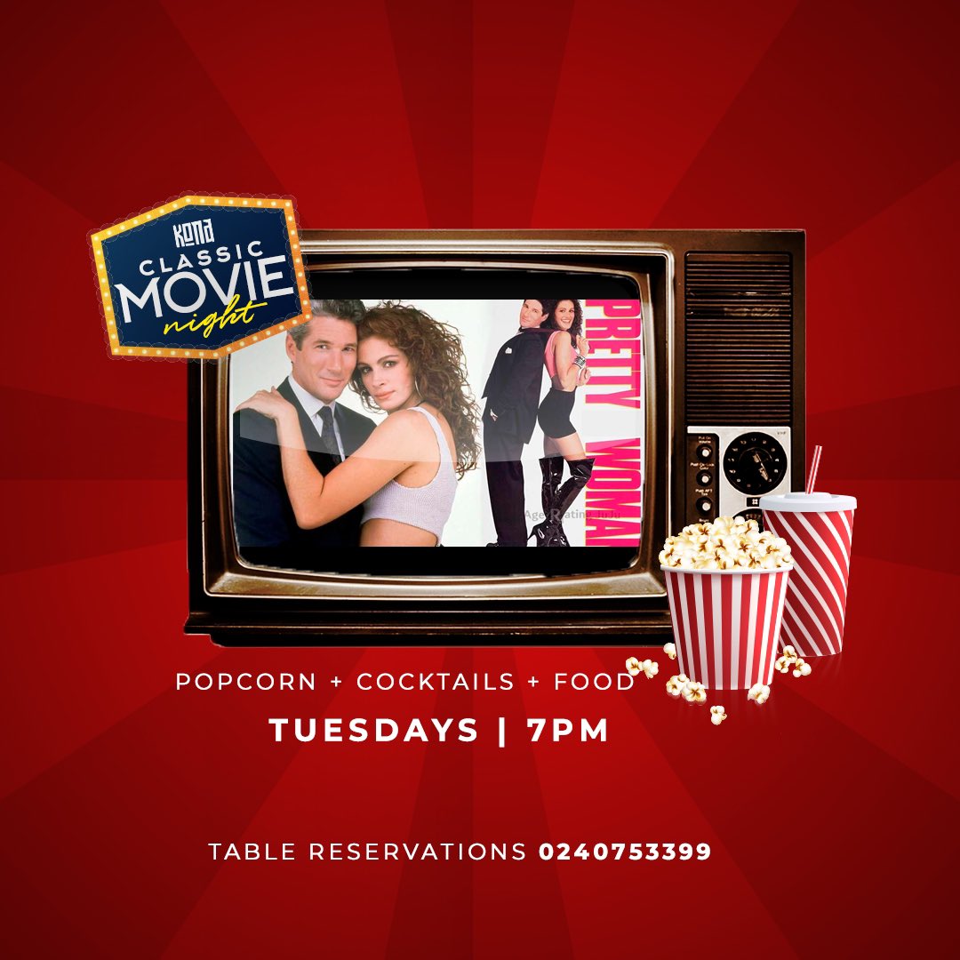 konalounge's tweet photo. Join us tonight #ClassicMovieNight at Kona #KonadeyPap #PrettyWoman #AccraNightLife #OsuOxfordStreet https://t.co/mjleAgKFBf